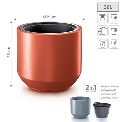 Maceta Heos 36l., Con Depósito, Dimensiones (mm) 390x390x350, Color Cobre_1