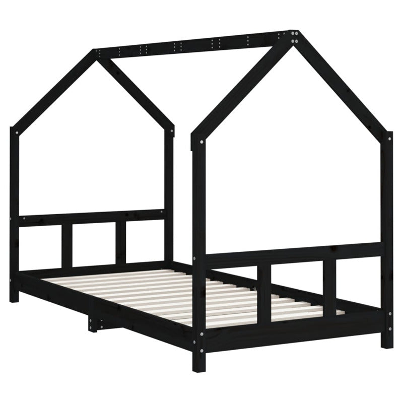 Vidaxl Estructura De Cama Para Niños Madera De Pino Negro 90x190 Cm_5