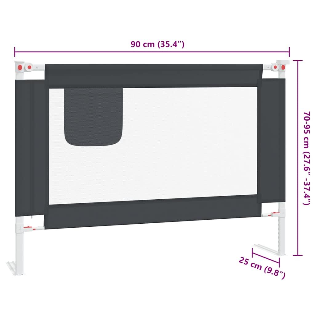 Vidaxl Barandilla De Seguridad Cama De Niño Tela Gris Oscuro 90x25 Cm_2