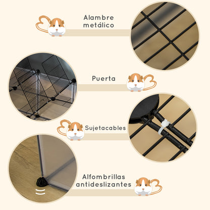 Pawhut Valla Para Animales Pequeños Cobaya De Resina Alambre Con Puertas_5