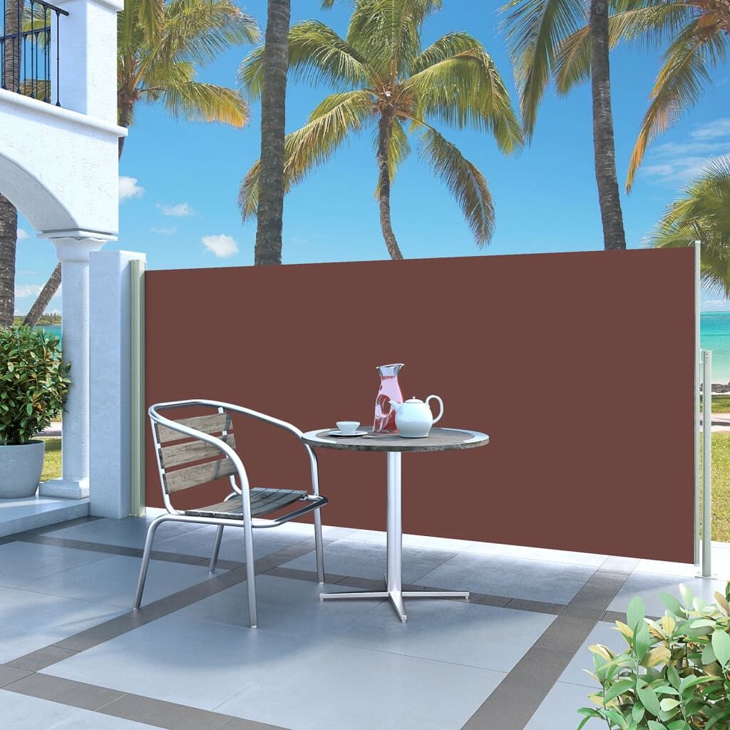 Vidaxl Toldo Lateral Retráctil De Jardín Marrón 140x300 Cm_1