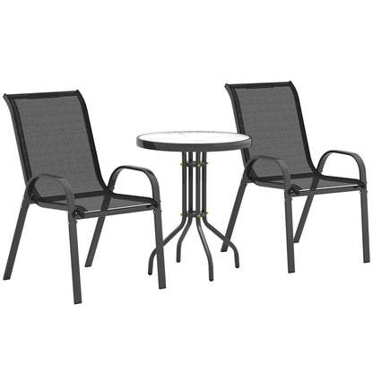 Outsunny Conjunto De Mesa Y Sillas De Terraza Exterior De 3 Piezas Negro_0