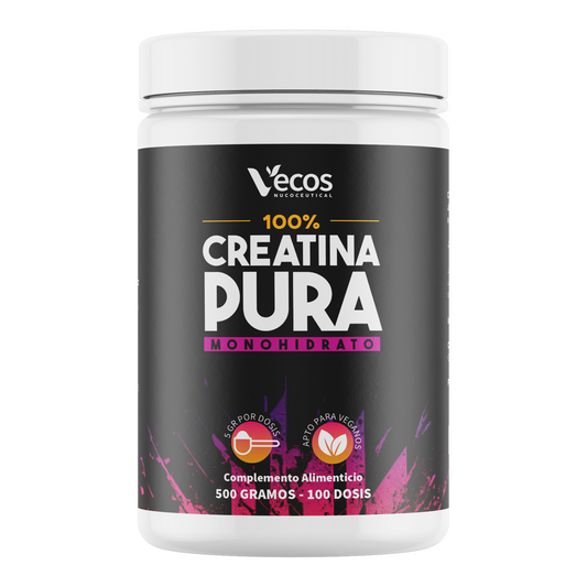 Creatina Monohidrato Pura VECOS 500 g | Para Fuerza, Potencia y Entrenamiento | Micronizada Sin Sabor y Sin Aditivos_0
