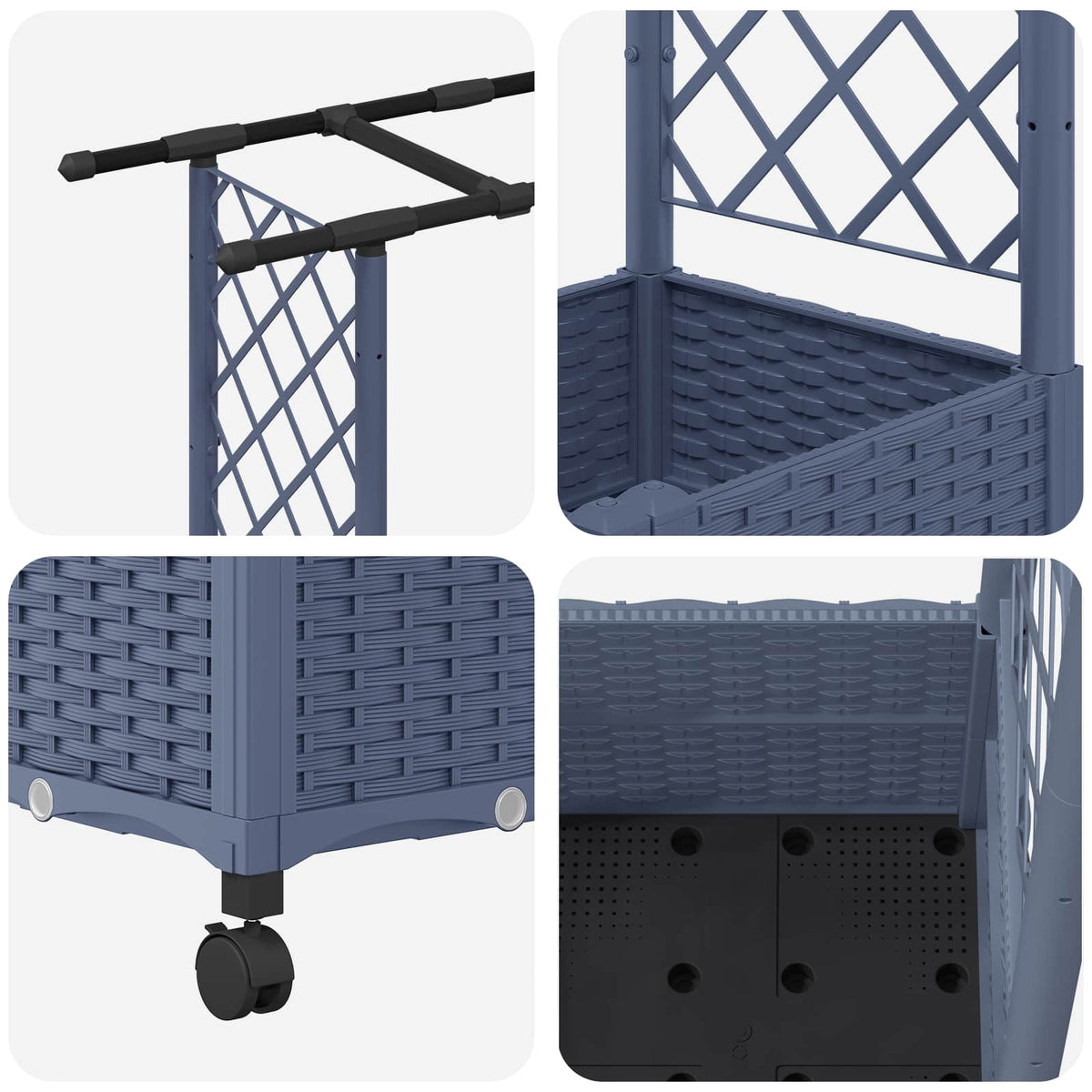 Cama Elevada Con Trellis Y Techo Gris 162,5 X 40 X 142 Cm Pp_5