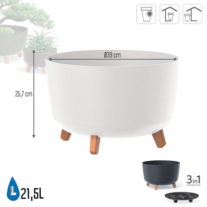 Macetero Color Blanco,sin Depósito , Colección Gracia De 39cm X 39cm X 25,7cm Cm, Capacidad De 21,5 L.