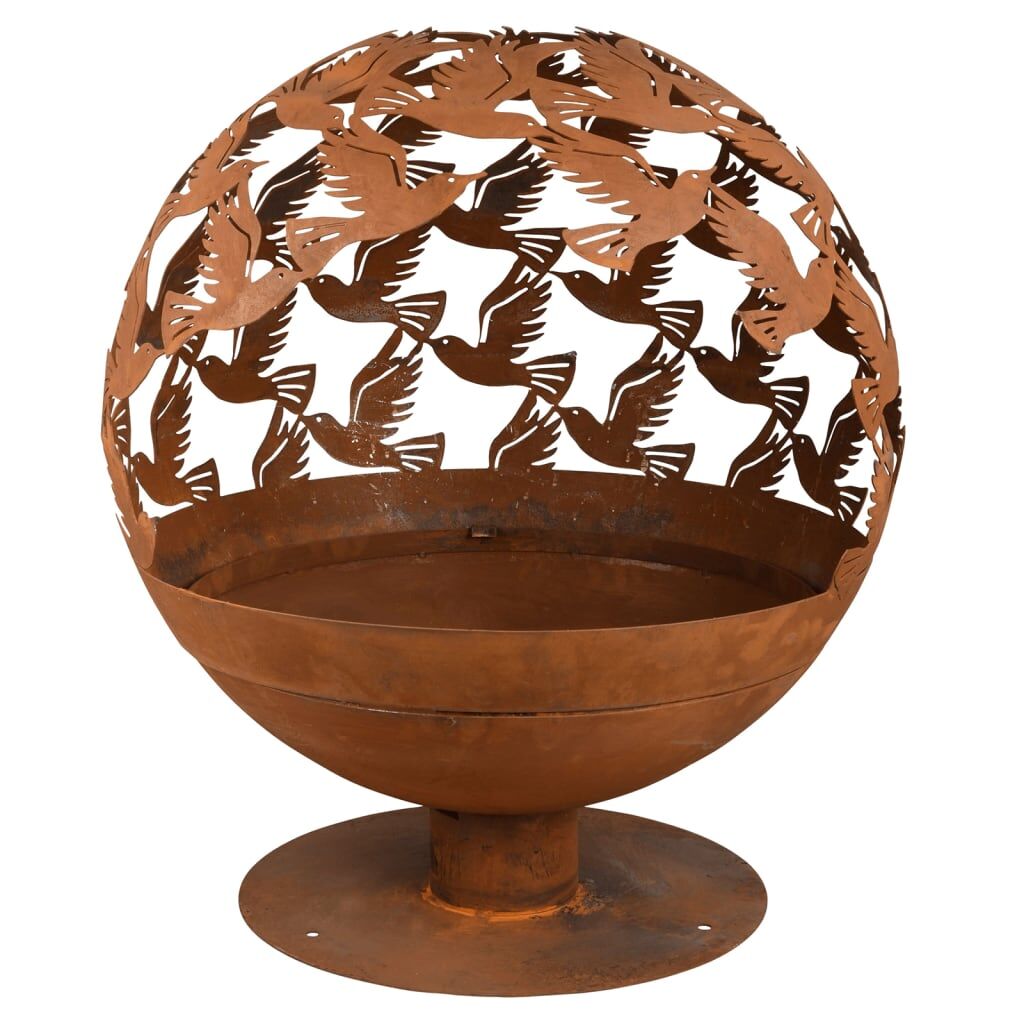 Esschert Design Brasero Con Pájaros Cortadas A Láser Oxidado_0