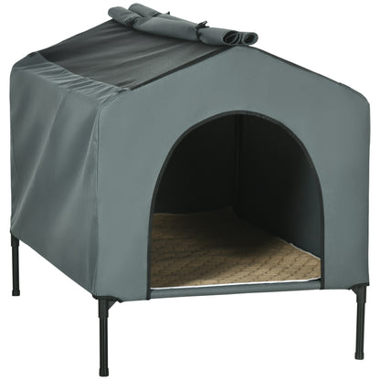Pawhut Caseta Para Perros Grandes Con Cubierta Exterior 110x75x87 Cm Gris_0