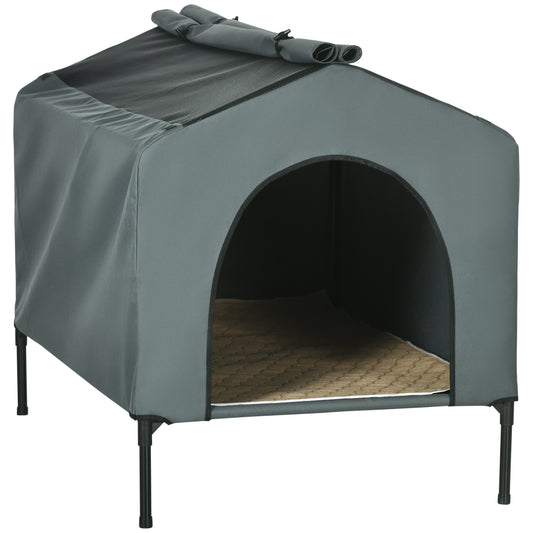Pawhut Caseta Para Perros Grandes Con Cubierta Exterior 110x75x87 Cm Gris_0