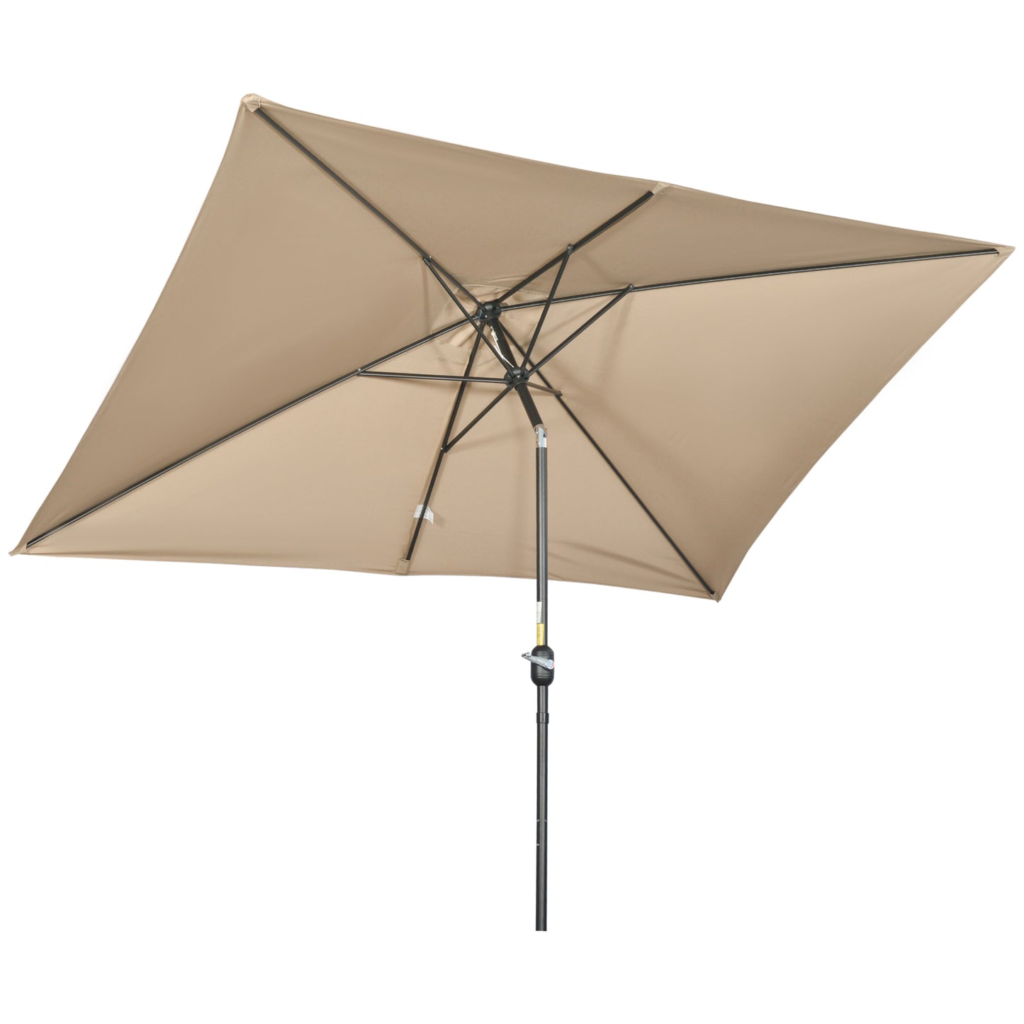 Outsunny Sombrilla Jardín Aluminio 200x300x253 Cm Inclinable Con Manivela Caqui_0