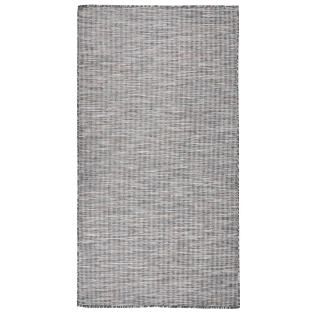 Vidaxl Alfombra De Exterior De Tejido Plano Marrón Y Azul 80x150 Cm_0