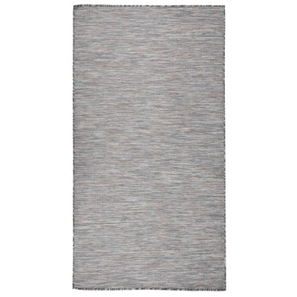 Vidaxl Alfombra De Exterior De Tejido Plano Marrón Y Azul 80x150 Cm_0