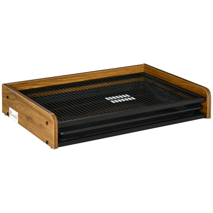 Pawhut Inodoro Perros Acero Madera Con Rejilla Y Bandeja Extraíble 62x44,5x11 Cm_0