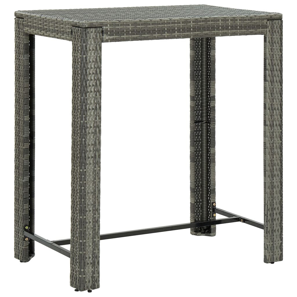 Vidaxl Mesa Y Taburetes Altos Jardín 7 Piezas Ratán Sintético Gris_3
