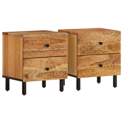 Mesitas De Noche 2 Uds Madera Maciza De Acacia 40x33x46 Cm_0