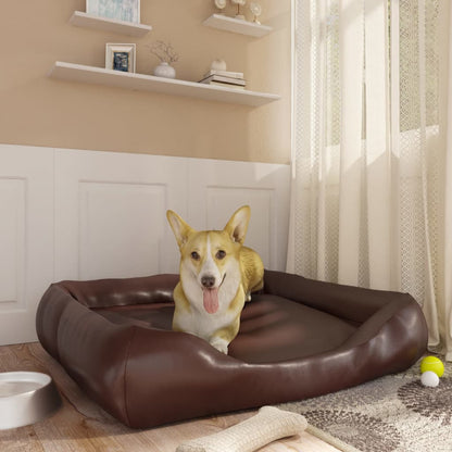 Vidaxl Cama Para Perros De Cuero Sintético Marrón 80x68x23 Cm_1