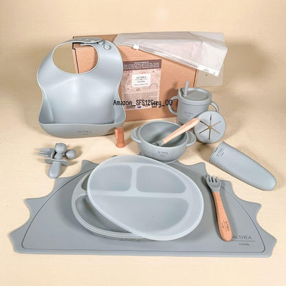 Vajilla De Silicona Orgánica - 15 Piezas - Gris Perla._1