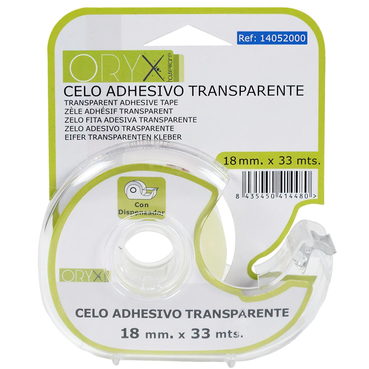 Cinta Celo Adhesivo Transparente 18 Mm. X 33 Mts. Con Dispensador._0