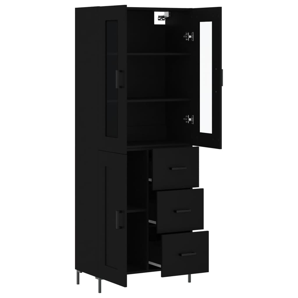 Aparador Alto Madera Contrachapada Negro 69,5x34x180 Cm_3