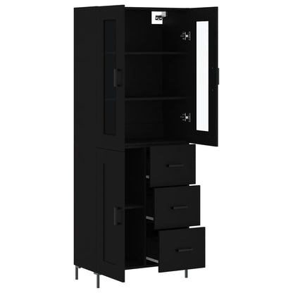 Aparador Alto Madera Contrachapada Negro 69,5x34x180 Cm_3