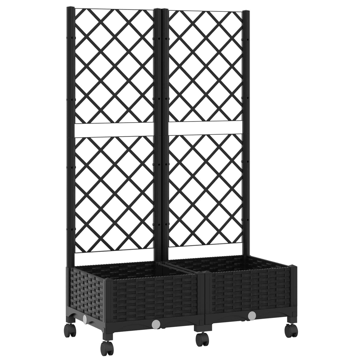 Jardinera Con Enrejado Y Ruedas Negro 80 X 40 X 131,5 Cm Pp_0