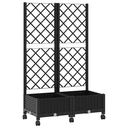 Jardinera Con Enrejado Y Ruedas Negro 80 X 40 X 131,5 Cm Pp_0