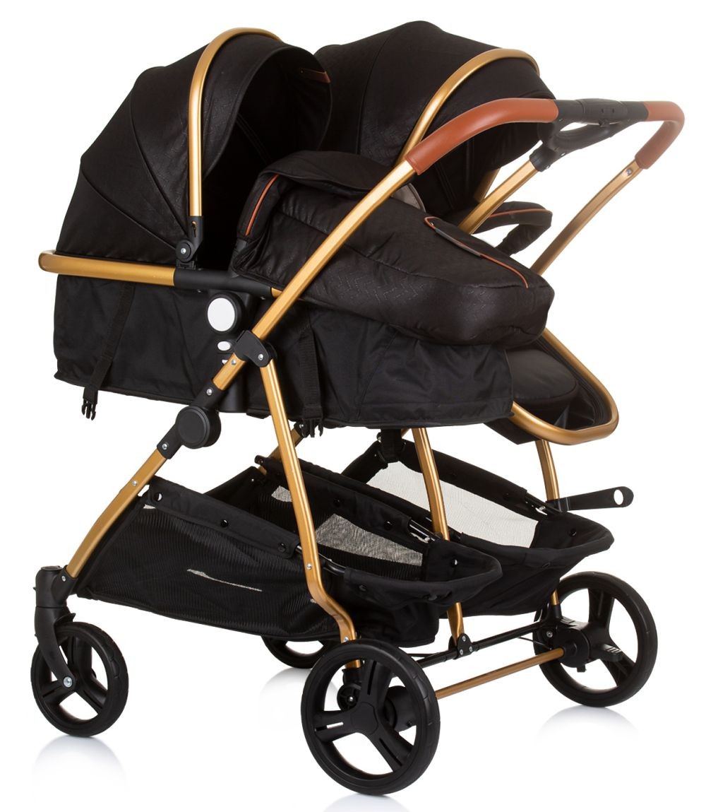 Carrito De Bebé Gemelar Dúo Smart Con 1 Grupo 0+ Obsidian Gold_1