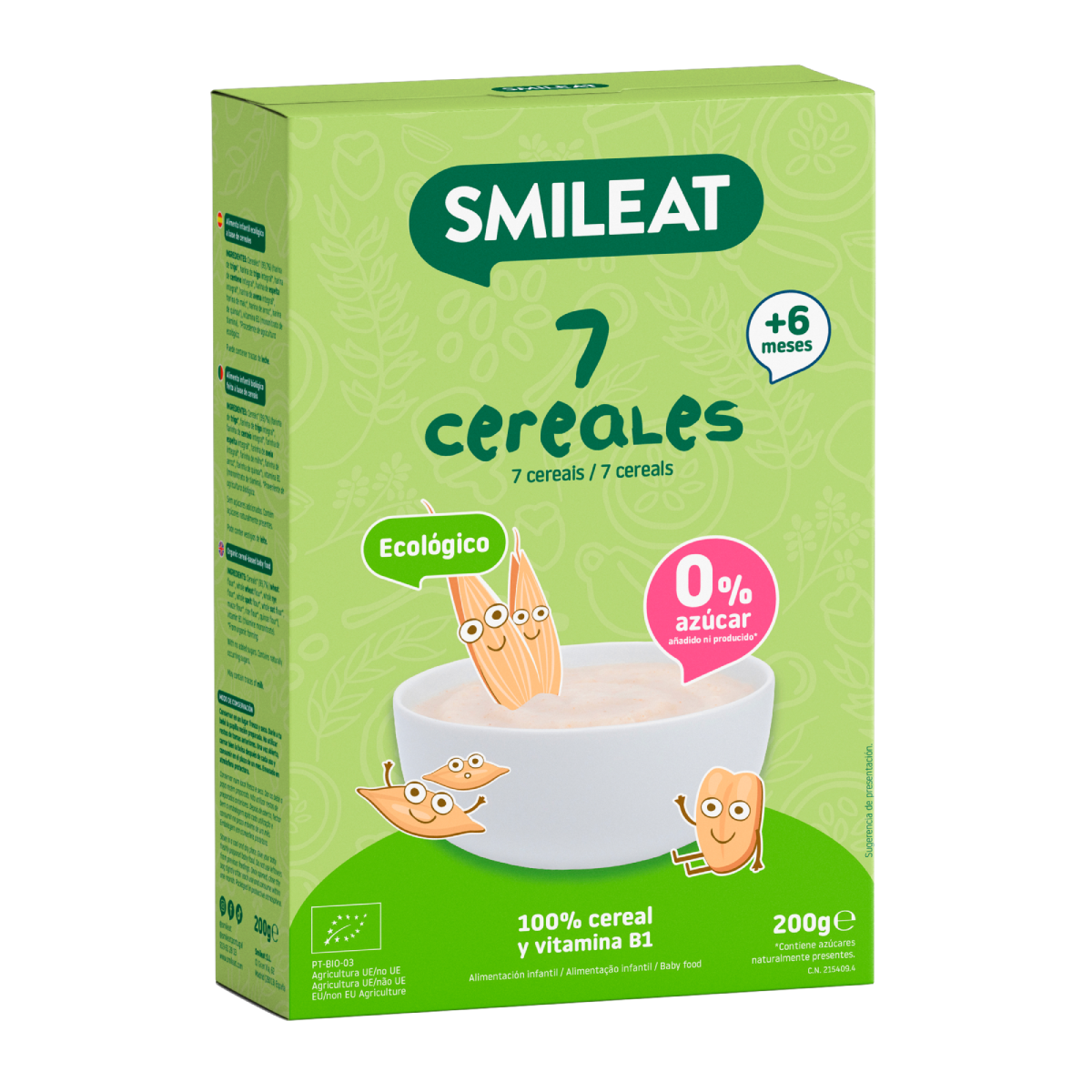 Pack 6x Papilla de 7 Cereales Eco Smileat 200 g