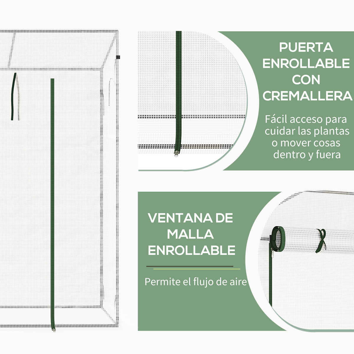 Invernadero Outsunny Acero, Pe Blanco 200x76x168 Cm_4
