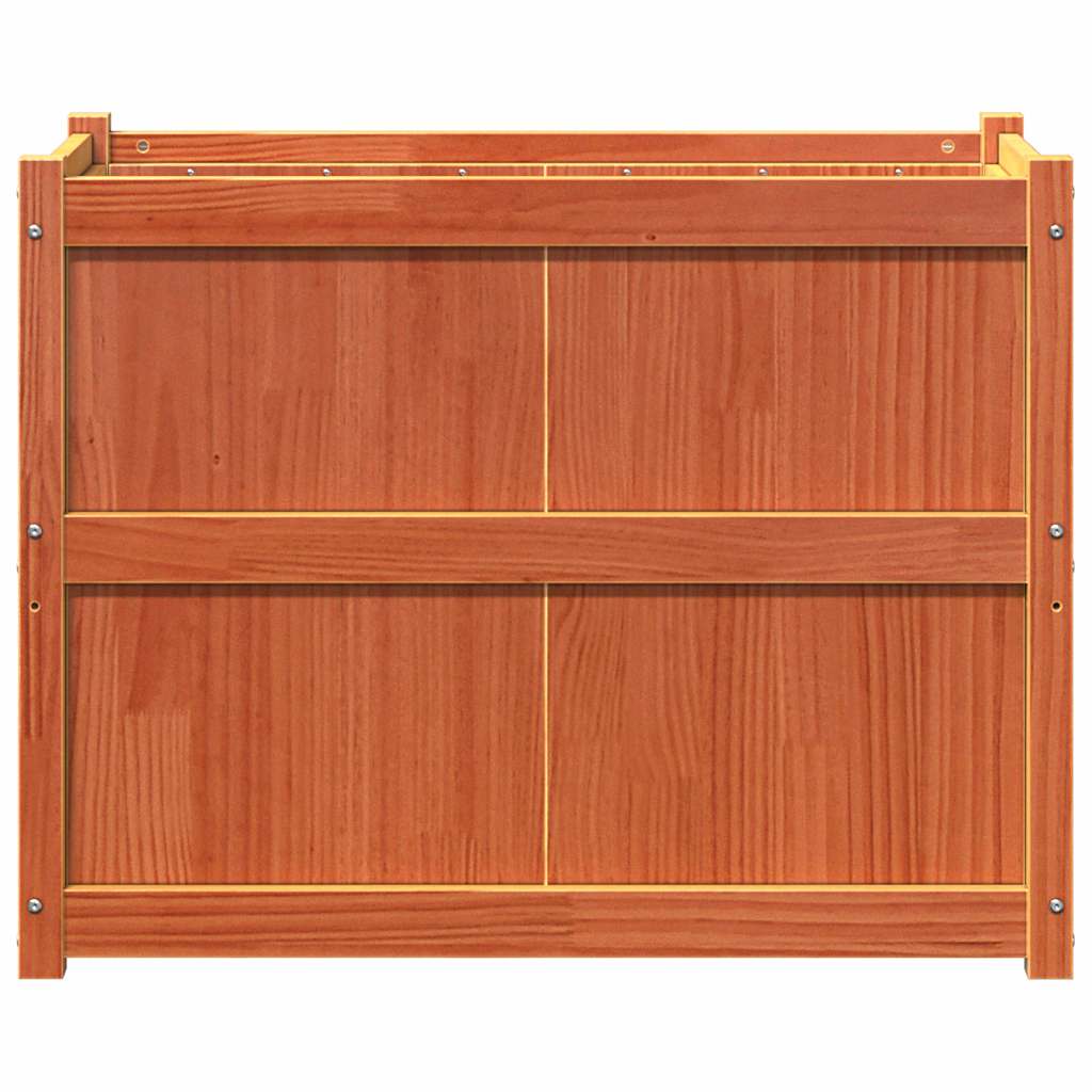Jardinera Exterior Madera Maciza Pino Marrón Cera 90x50x70 Cm_4