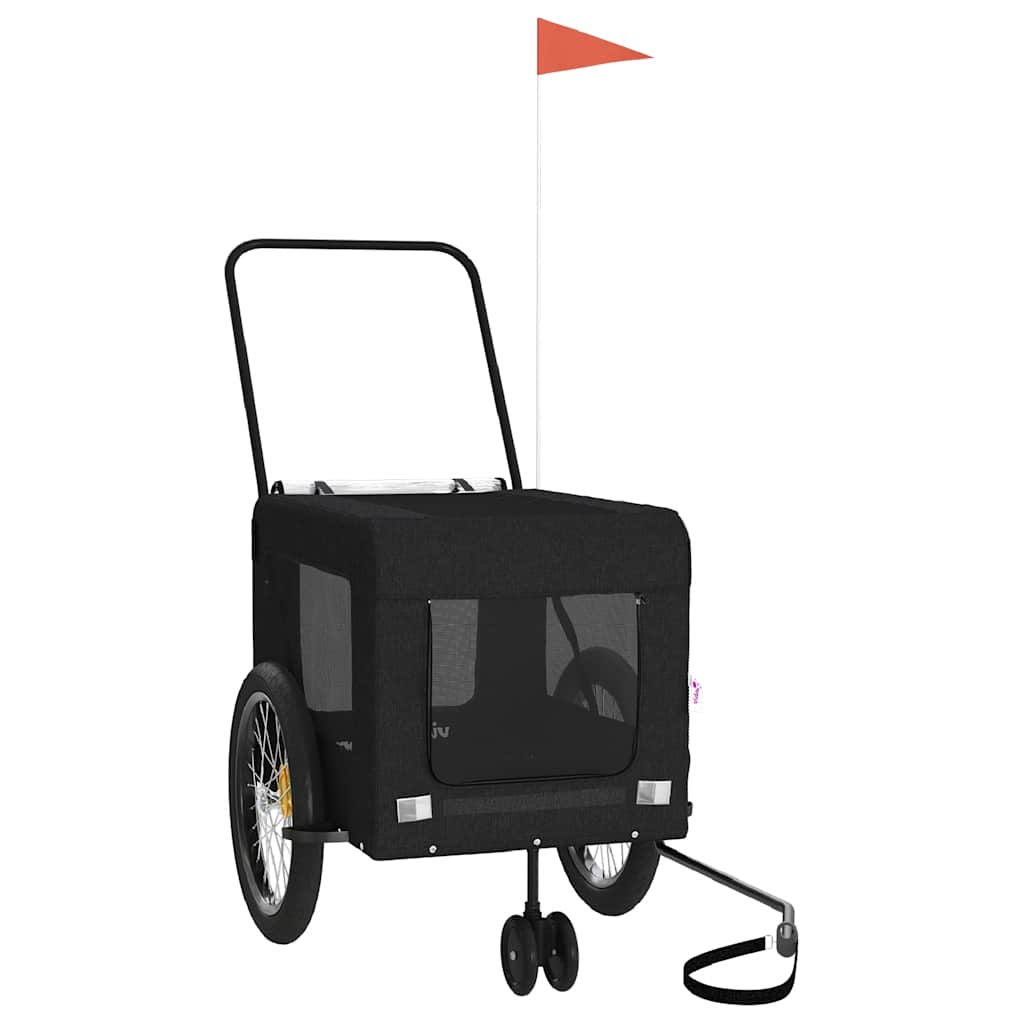 Remolque De Bicicleta Mascotas Hierro Tela Oxford Negro_3