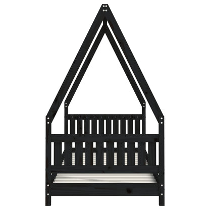 Estructura De Cama Para Niños Madera De Pino Negro 80x200 Cm / Vetonek_1