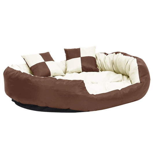Vidaxl Cojín Para Perro Reversible Y Lavable Marrón Crema 110x80x23 Cm_0
