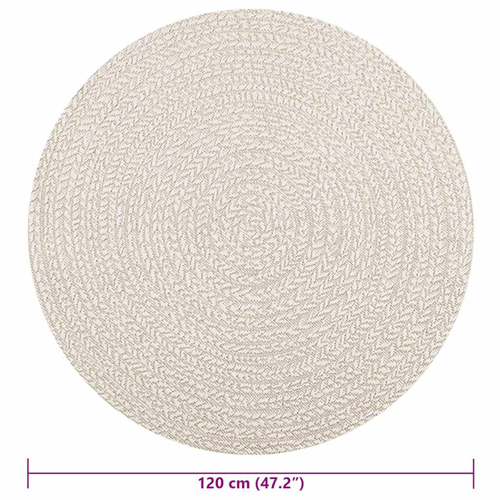 Vidaxl Alfombra Zizur Aspecto Yute Interior/exterior Crema Ø 120 Cm_2