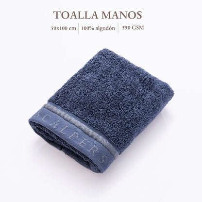 Toalla De Manos 50x100cm 100% Algodón Azul Navy 550gsm Con Rayas Scalpers Home
