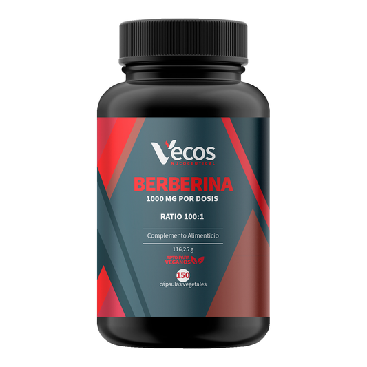 Berberina 1000 mg 100:1 VECOS (150 cápsulas) | Control de glucosa y metabolismo | Con Cromo y Piperina 95%_0