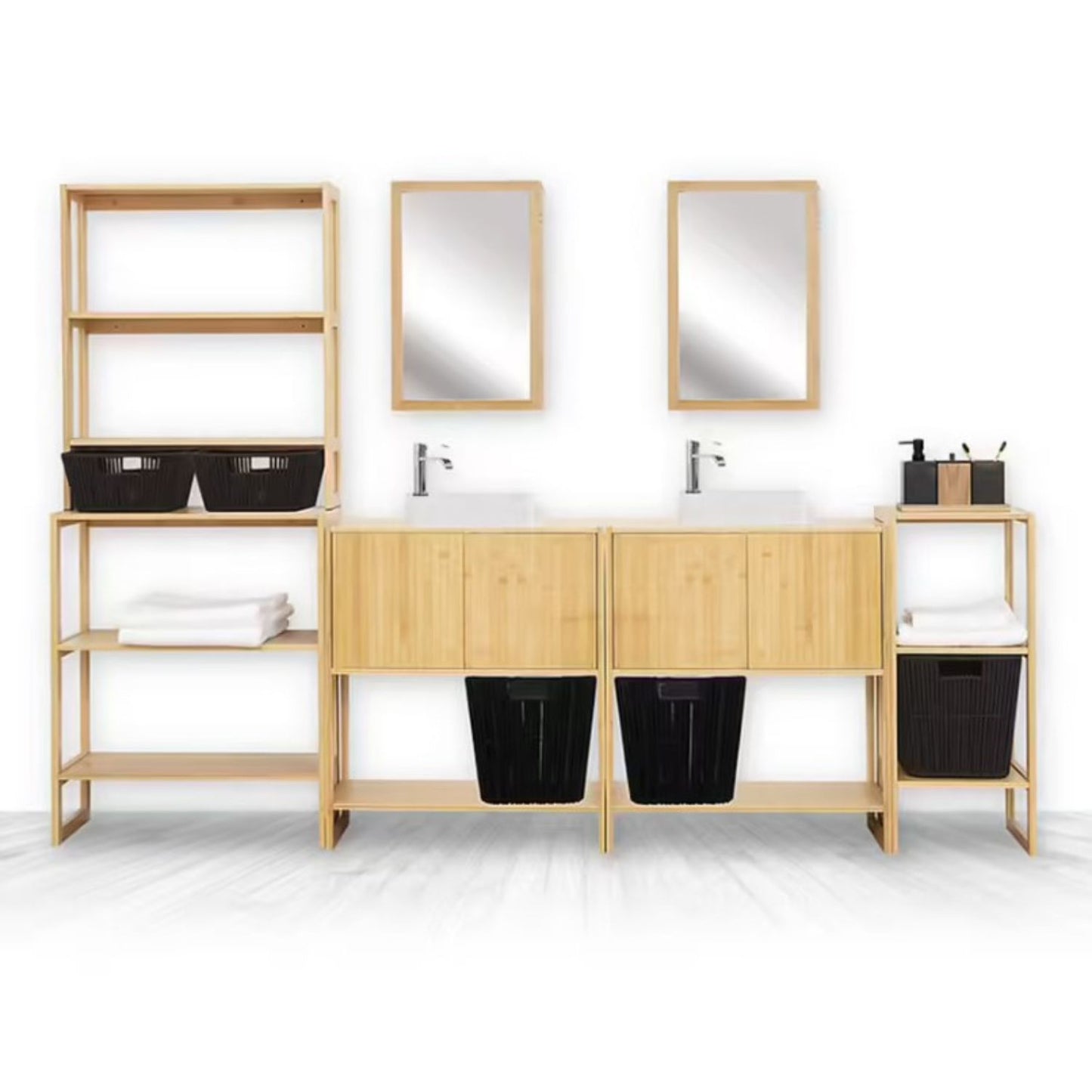 Estantería Modular De Bambú Con 2 Niveles 84x35x20cm 7house_2