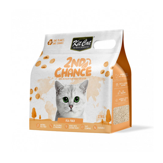 Kit de areia para gatos Eco 2nd Chance - Fibra de ervilha (original) 2,5 kg Casca de ervilha e mandioca