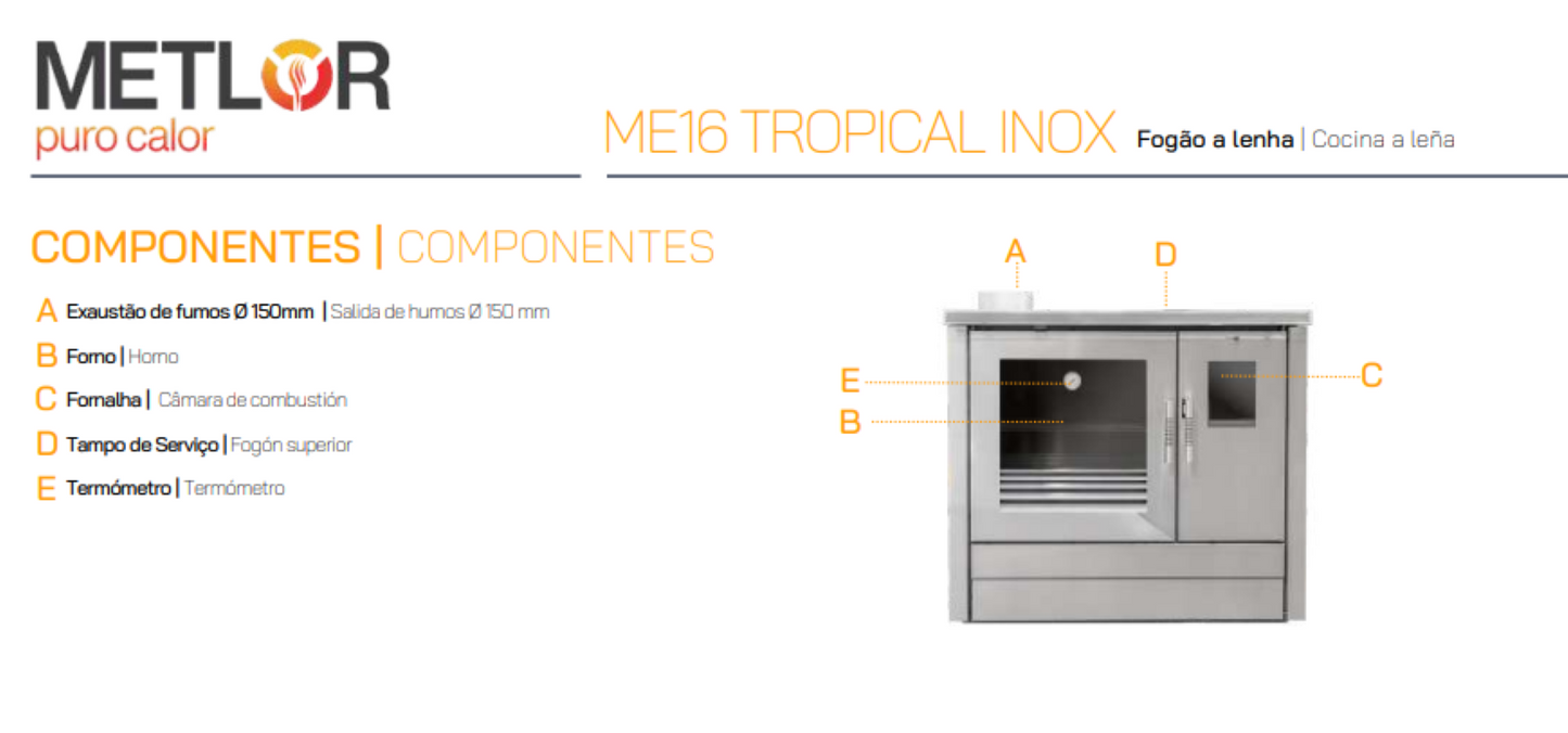 Cocina Tradicional De Leña Modelo Me16 Tropical Inox_4