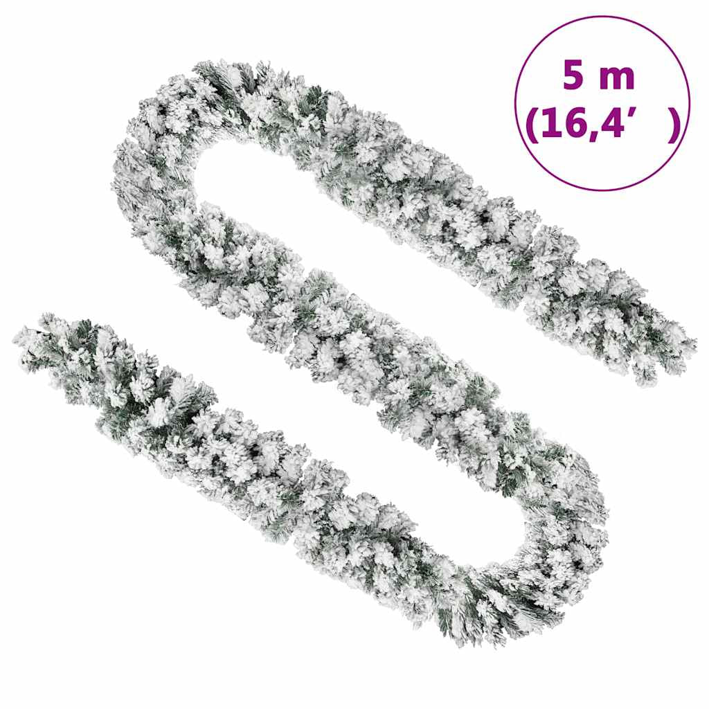 Vidaxl Guirnalda De Navidad Con Nieve Flocada Verde 5 M Pvc_2
