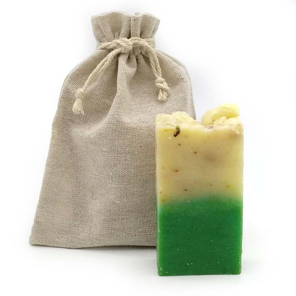 Jabón Natural Aloe Vera Y Rosa Mosqueta 90g En Bolsa Regalo De Yute - Piel Seca, Madura O Con Manchas - Hidratante_1