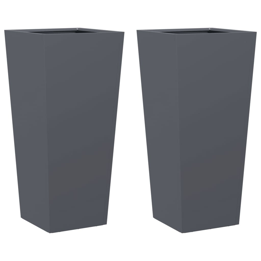 Jardineras Hexagonales 2 Uds Acero Antracita 35x35x75 Cm_0