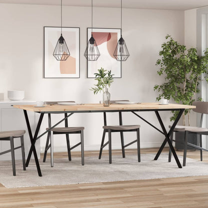 Mesa De Comedor Marco X Madera Maciza Pino Acero 200x100x75,5cm_1