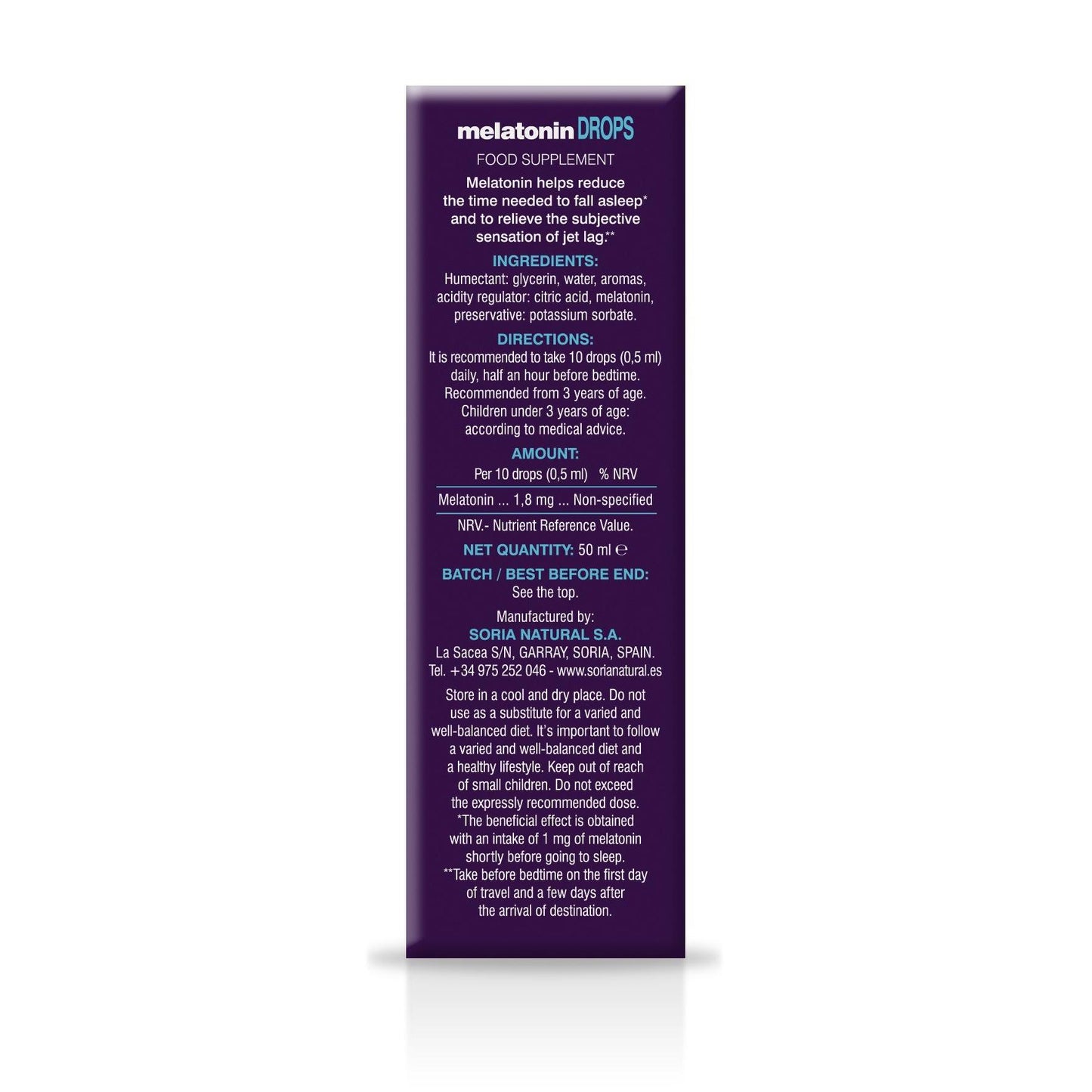 Gotas de Melatonina 100% Pura Soria Natural 50 ml 