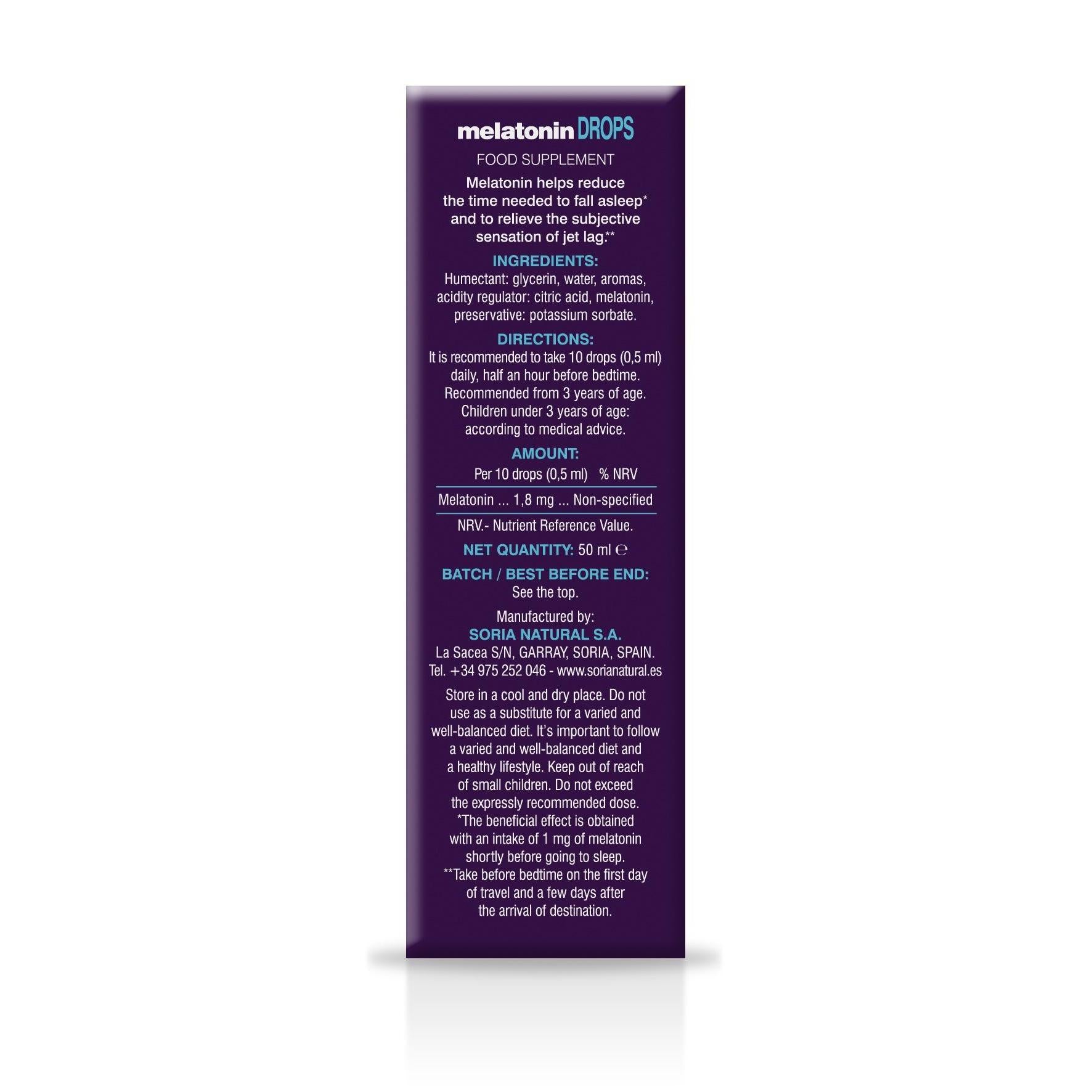 Pack 2X Melatonina en Gotas 100% Pura Soria Natural 50 ml
