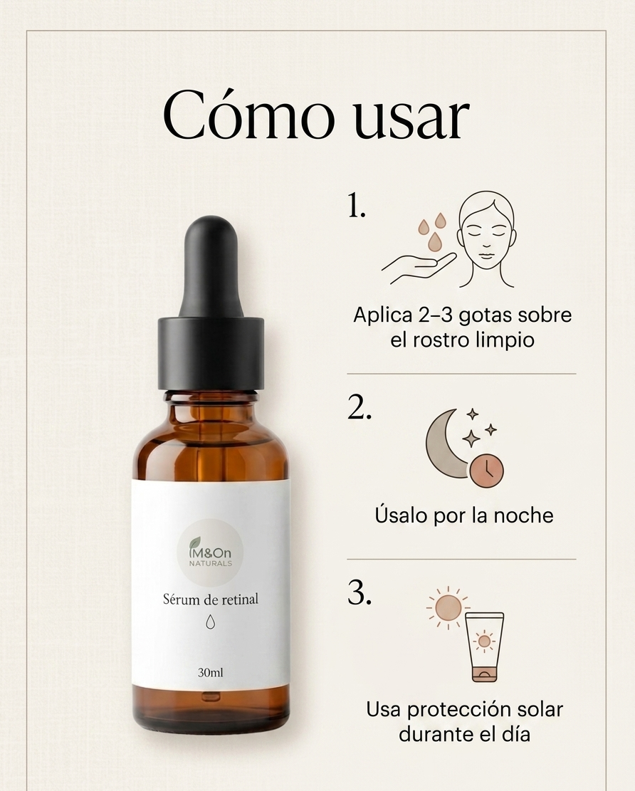 Sérum Facial con Retinal, Ácido Hialurónico y Aceite de Argán 30 ml | Antiedad de Noche | M&On Naturals_3