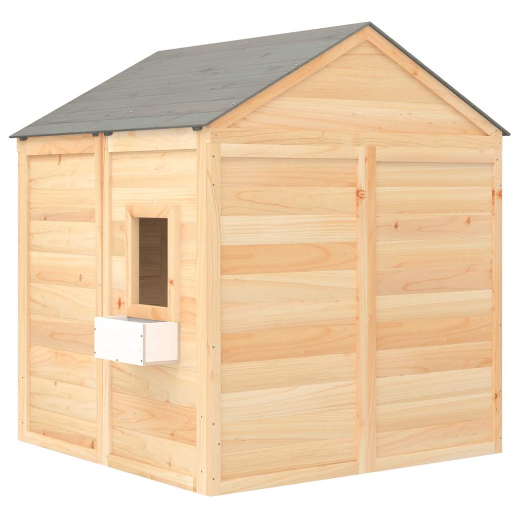 Casa De Juegos Con Puerta Con Cierre Y Macetas Madera Abeto_5