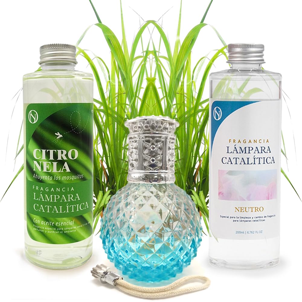 Pack Ahorro Lámpara Catalítica Blue Diamonds + Fragancia Citronela 200ml + Limpiador Neutro 200ml + Mecha Repuesto_0