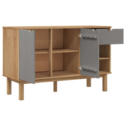 Aparador Otta Madera Maciza Pino Marrón Y Gris 114x43x73,5 Cm / Vetonek_4
