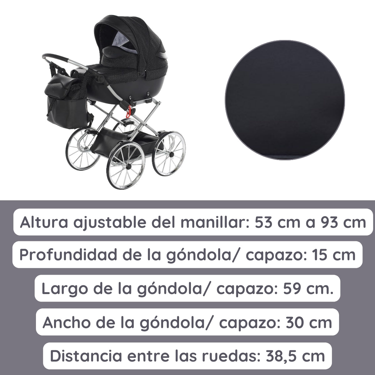 Junama Carro De Muñecas Dolce Classic | Un Carrito Elegante Para Imaginar Y Disfrutar Cada Paseo_4