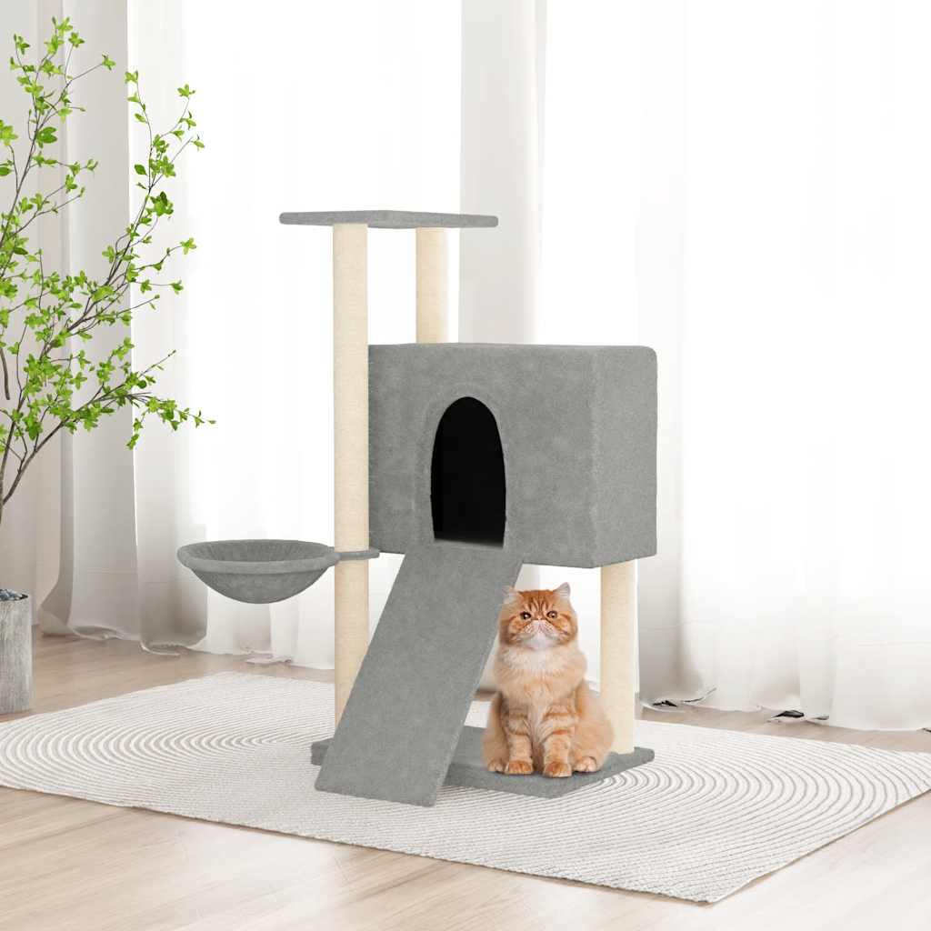 Rascador Para Gatos Con Postes De Sisal Gris Claro 96 Cm_1